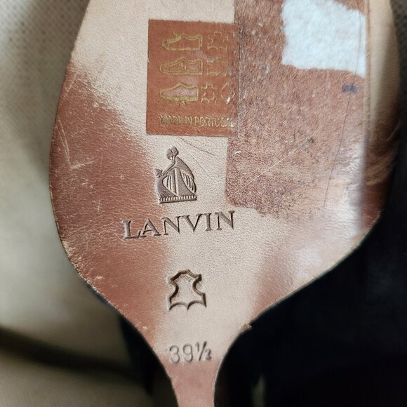 NWOT Lanvin Navy Suede Wedge Heels - US 7.5 - Picture 14 of 14